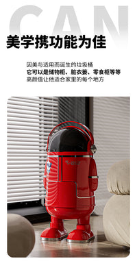Modern Minimalist Astronaut Trash Can with Slide Lid, Large Capacity, Dual Buckets, PP Material