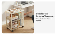 Rolling Book Cart Movable bookcase Space-Saving for Bedroom, Students, educators