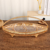 Luxury Boat-Shaped Glass Fruit Basket with Dividers