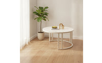 Modern Minimalist Round Coffee Table with Drawer Contemporary Stone Top Coffee Table Elegant Furniture Compact for Apartment Dwellers, Living Room, Small Areas