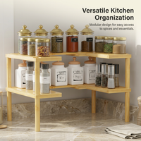 2-Tier Rotating Spice Rack Organizer for Kitchen Countertop, Turntable Spice Holder for Cabinet, Revolving Seasoning Rack, Storage, Bamboo Spice Rack