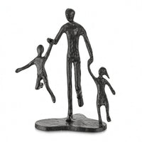 Abstract Family Sculpture Elongated Cast Metal Ornament Decorative Home Decoration