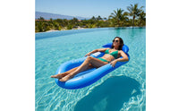 Foldable Mesh Pool Lounger Portable Pool Buoyant Lounger with Mesh Seat Comfortable Inflatable Water Lounger Lightweight for Adults, Beach, Lake