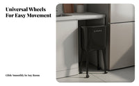 Trash Can with Wheels Large Capacity Press Top Garbage Can Rolling Kitchen Garbage Bin No-Bend Design Slim Kitchen Waste Basket