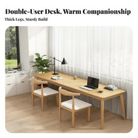 2 Pieces Long Two Person Desk Spacious Tabletop Solid Wood Computer Desk Firm Workstation Structure Writing Table Suitable for Remote Workers Professionals Home Study