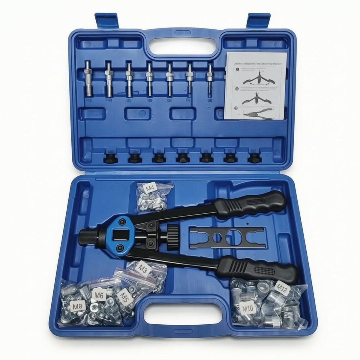 Rivet Nut Tool with Carrying Case Non-Slip Rivet Nut Kit with Case Portable Hand Riveter Tool for Mechanics, Garage