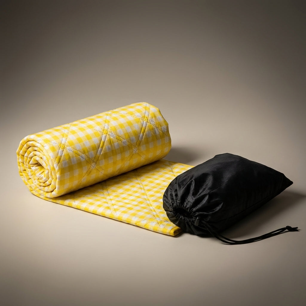 Picnic Blanket and Camping Mat with Leaf Pattern, Fiber Sleeping Mat with Straps, Waterproof Mat for Garden Use, Anti-Slip 850g Beach Blanket