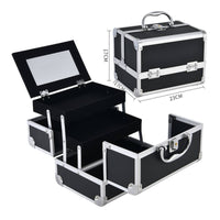 Makeup Case with Mirror Portable Makeup Box with Mirror Rigid-Construction Cosmetic Organizer   for Vanity Table