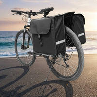 Load-Bearing Boards Double-Sided Pannier Bag Flap Closure Rear Pannier Bag Reflective Strips Cycle Accessory Large Capacity for Cargo Carrying, Cycling
