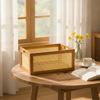CD Storage Box Wooden Desktop Organizer with Handles Compact CD Holder for Collectors