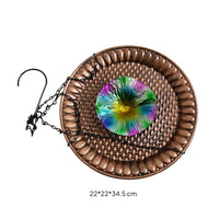 Hanging Bird Feeder Decorative Metal Bird Feeder Woven-Look for Garden, Yard