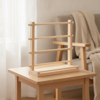Ribbon Storage Rack Wood Ribbon Organizer with Tray Wooden for Crafters, Florists, Gift Wrapping Station
