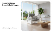 Solid Wood Sofa Set Sturdy Construction 3 Seater Wooden Sofa High-Resilience Foam Cushions Modern Chinese Design Couch for Home, Lounge