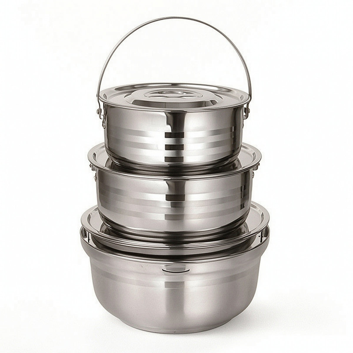 Camping Cookware Set Stainless Steel Camping Pots and Pans Space-Efficient-Saving Cookware with Lids for Campers, Backpackers, Picnics