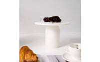 Marble Pedestal Tray Round Marble Fruit Stand White for Tabletop Styling, Hosts