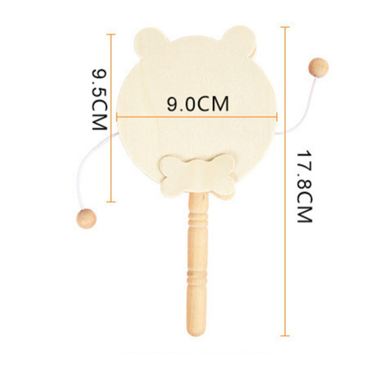 DIY Wooden Rattle Drum Even-Surfaced Handle Unfinished Wooden Rattle Drum Kids' Craft Supply for Art Workshop