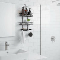 No-Tools-Needed Washroom Shelf Space-Saving Wall Shelf Easy to Clean No Drill Washroom Rack for Vanity