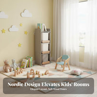 Child S Toy Storage Organizer with Bins Solid Wood Toy Storage Rack Removable Bins Open Shelf Rounded Corners Anti-tip Design Suitable for Bedroom Nursery Parents