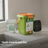 Kitchen Compost Container with Lid Wet-Dry Separation Kitchen Compost Bin Indoor Food Waste Bin Large Capacity for Under Sink