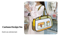 Large Capacity 2D Cartoon Illusion Bag Water Material Flat Design Handbag Laptop Compartment for Women, Students