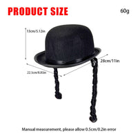 Bowler Hat with Braids for All Genders Costume Bowler Hat Classic for Adults