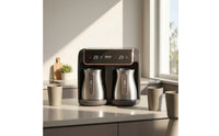 Compact Double-chamberPot Coffee Maker Countertop Coffee Machine with Two Pots Space-Saving Appliance Fast Brew for Couples