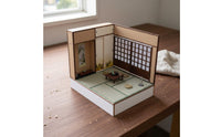 Japanese Design Miniature House Kit LED Lighting Figure Display Background