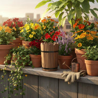 Carbonized Wood Flower Pot Anti Cactus Pot Wooden Planter With Metal Handles for Balcony, Home Decoration