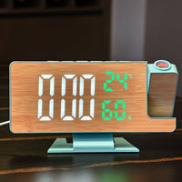 Bamboo Pattern Projection Clock Temperature and Humidity Display for Dorm Room