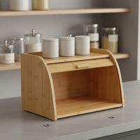 Bamboo Bread Storage Container Multi-Tier Wooden Bread Container Extra Large