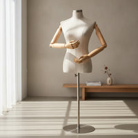 Half-Body Mannequin with Articulated Arms Sturdy textileCovered Dress Form with Metal Base Heavy Duty Mannequin Torso for Tailors