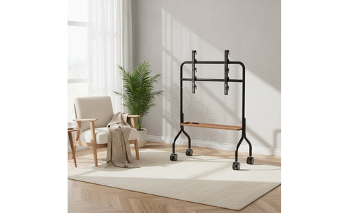 Adjustable-Height Mobile TV Cart with Shelf Portable Mobile TV Stand with Shelf Universal Television Cart with Wheels Movable for Living Room, Bedroom, Office