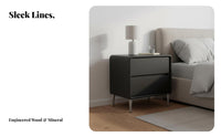 Modern Minimalist Nightstand Compact Size 2-Drawer Bedside Table Handleless Design Bedside Cabinet with Drawers for Adults, Couples, Dorm Room, Office