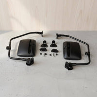 Long Arm Side Mirror Reflective Black Textured Door Mirror Clear Flat Glass