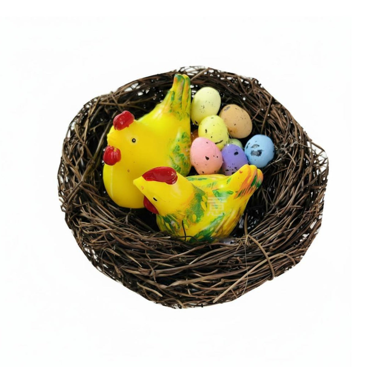 Easter Bird Basket Decor, Chick & Oval Wreath, Rattan Circle Hanging, Holiday Home Decoration