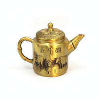 Brass Teapot Ornament Gold-Toned Teapot Ornament Embossed