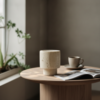 Travertine Vase Elegant Sculptural Vase Small for Coffee Table, Shelf, Desk