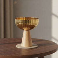 Fruit Bowl with Wooden Base Easy to Clean Ice Cream Dessert Bowl with Pedestal Base Decorative for Hosts, Kitchen Counter