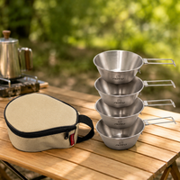 4 Pack Camping Bowls, 304 Grade Steel Outdoor Bowls with Handbag, Lightweight Travel Bowls for Picnic, Barbecue & Hiking