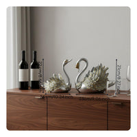 2 Pieces Elegant Bottle Holders Detailed Craftsmanship Swan Couple Figurines Synthetic Resin Home Decor Decorations for Living Room, Entryway