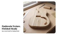 Pre-Drilled Holes PB Bass Body Blank Routed Cavities Unfinished Bass Body Blank Natural Wood Grain Instrument Part for Luthiers, Home Workshop