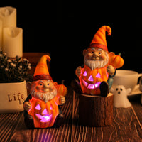 Halloween Pumpkin Gnome Light-Up Resin Ornament