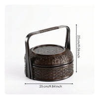 Bamboo Basket with Lid Handwoven Bamboo Basket with Handle Handmade Storage Container Box for Kitchen