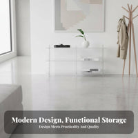 Modern Design 2-Tier Console Table Minimalist aesthetic Wavy double-level Stand Space-Saving Display Rack Multi-Functional for Homeowners, Apartment Dwellers, Interior Designers, Entryway, Hallway, Living Room, Bedroom