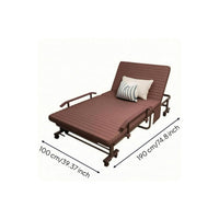 Foldable Lounge Bed Caster Wheels Reclining Lounge Bed Storage Pocket Daybed