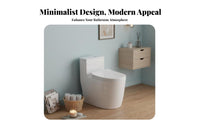 Anti-Splash Unified-Piece Siphonic Toilet Powerful Flush Water Closet Easy-to-Clean Glaze Ware Soft-Close Seat for Apartment Dwellers, Homeowners, Bathroom, Restroom, Home