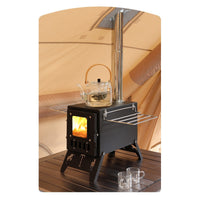 Outdoor Camping Integrated Stainless Steel Tabletop Stove, Wood Burning, for Tent Heating and BBQ