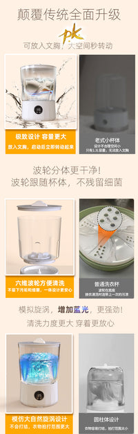 跨境内衣裤袜子分洗专用洗衣机2升可旋转折叠洗衣杯学生宿舍出差