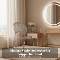Round plush Pouf Multifunctional Vanity Stool Comfortable Seating Elegant Design for Makeup Users, Women, Bedroom, Office, Dorm