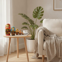 Hand-Painted Nesting Doll with Six Layers Wooden Russian Nesting Doll Stackable Compact for Collectors, Kids, Gift Box